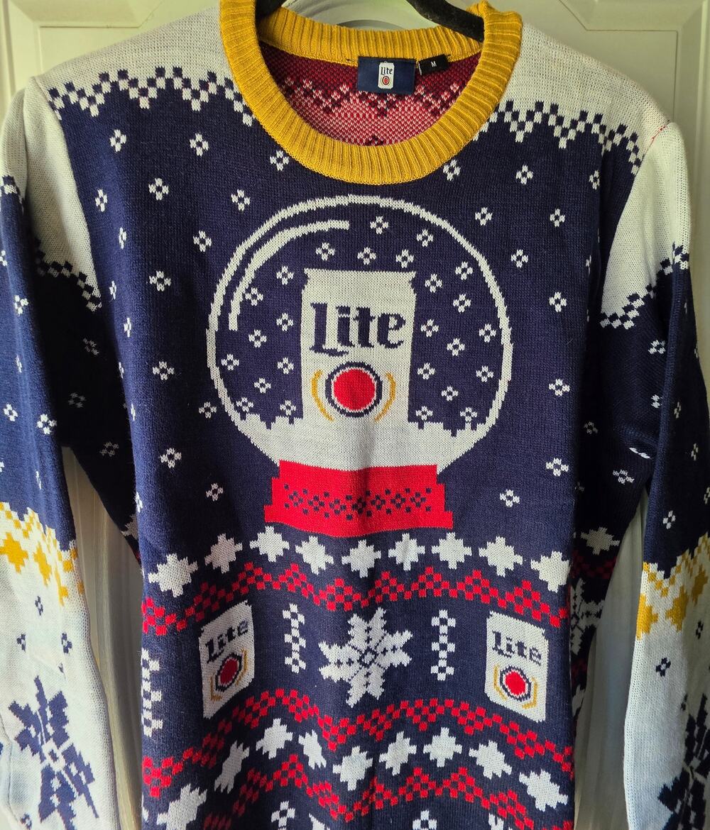 Miller Lite Ugly Christmas Sweater Men's Medium NWT Beer Snow Globe Holiday